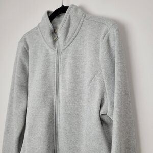 HYBA WOMEN'S LONG SLEEVE ZIP UP ATHLETIC SWEATER HEATHER GRAY SIZE XL